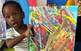 Gana'da 17 aylıkken resim yapan Liam, dünyanın "en genç erkek sanatçısı" oldu